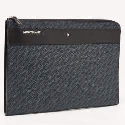 Montblanc Black/Blue Coated Canvas and Leather Zip Portfolio