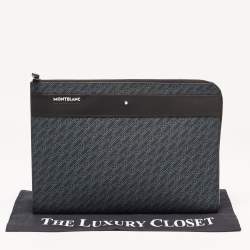 Montblanc Black/Blue Coated Canvas and Leather Zip Portfolio
