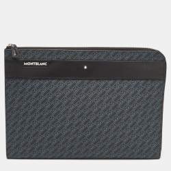 Montblanc Black/Blue Coated Canvas and Leather Zip Portfolio