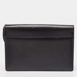 Montblanc Black Leather Flap Wristlet Clutch