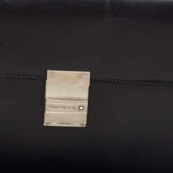 Montblanc Black Leather Flap Wristlet Clutch