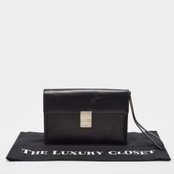 Montblanc Black Leather Flap Wristlet Clutch