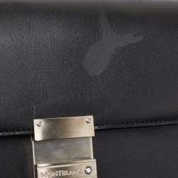 Montblanc Black Leather Flap Wristlet Clutch