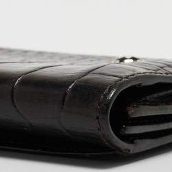 مملوكة مسبقًا Montblanc Dark Brown Ostrich Leg Leather Business Card Holder