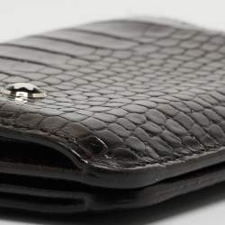 مملوكة مسبقًا Montblanc Dark Brown Ostrich Leg Leather Business Card Holder