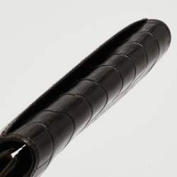 مملوكة مسبقًا Montblanc Dark Brown Ostrich Leg Leather Business Card Holder