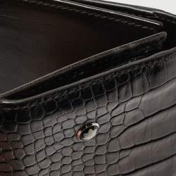 مملوكة مسبقًا Montblanc Dark Brown Ostrich Leg Leather Business Card Holder