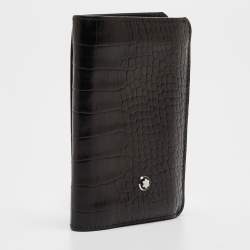 مملوكة مسبقًا Montblanc Dark Brown Ostrich Leg Leather Business Card Holder