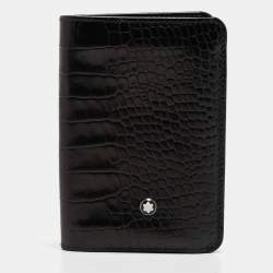 مملوكة مسبقًا Montblanc Dark Brown Ostrich Leg Leather Business Card Holder