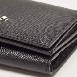 Pre Owned Montblanc Black Leather Meisterstuck Trifold Card Case