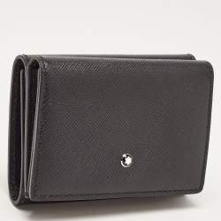 Pre Owned Montblanc Black Leather Meisterstuck Trifold Card Case