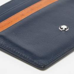 Montblanc Blue/Tan Leather Meisterstuck Card Holder 6CC