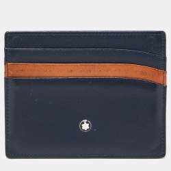 Montblanc Blue/Tan Leather Meisterstuck Card Holder 6CC
