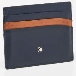 Montblanc Blue/Tan Leather Meisterstuck Card Holder 6CC