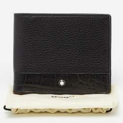 Montblanc Black Crocodile Embossed Leather and Leather Bifold Wallet 