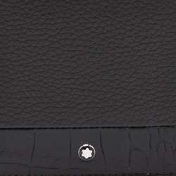 Montblanc Black Crocodile Embossed Leather and Leather Bifold Wallet 