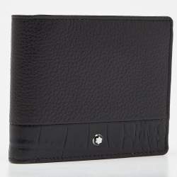 Montblanc Black Crocodile Embossed Leather and Leather Bifold Wallet 