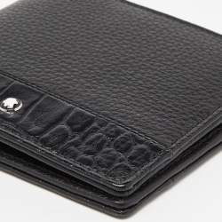 Montblanc Black Crocodile Embossed Leather and Leather Bifold Wallet 
