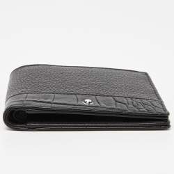 Montblanc Black Crocodile Embossed Leather and Leather Bifold Wallet 