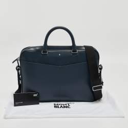 مملوكة مسبقًا Montblanc Navy Blue Leather Sartorial Ultra Slim Document Case Bag