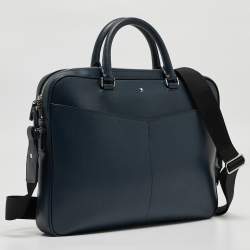 مملوكة مسبقًا Montblanc Navy Blue Leather Sartorial Ultra Slim Document Case Bag