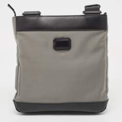 Montblanc Grey/Black Nylon and Leather Nightflight Messenger Bag