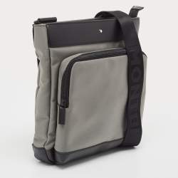Montblanc Grey/Black Nylon and Leather Nightflight Messenger Bag