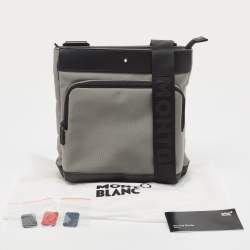 Montblanc Grey/Black Nylon and Leather Nightflight Messenger Bag
