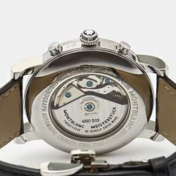 Montblanc Black Stainless Steel Embossed Leather Star 102135 Men's Wristwatch 42 mm