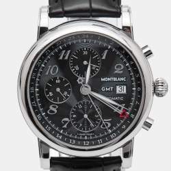 Montblanc Black Stainless Steel Embossed Leather Star 102135 Men's Wristwatch 42 mm