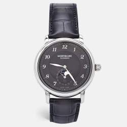 Montblanc Slate Grey Stainless Steel Sfumato Alligator Leather Star Legacy 118518 Men's Wristwatch 42 mm