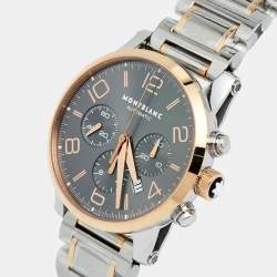 Montblanc Grey 18K Rose Gold Stainless Steel TimeWalker 107321 Men's Wristwatch 43 mm