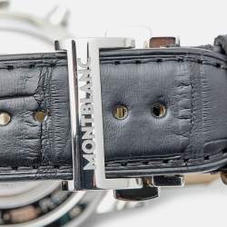 Montblanc Silver Guilloche Stainless Steel Alligator Leather Star 110590 Men's Wristwatch 42 mm