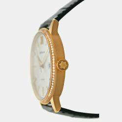 Pre Owned Montblanc Heritage Spirit 112144 Automatic White diamonds 18k Yellow Gold Men's Wristwatch 39 mm
