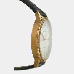 Pre Owned Montblanc Heritage Spirit 112144 Automatic White diamonds 18k Yellow Gold Men's Wristwatch 39 mm