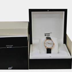 Pre Owned Montblanc Heritage Spirit 112144 Automatic White diamonds 18k Yellow Gold Men's Wristwatch 39 mm
