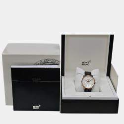Pre Owned Montblanc Timewalker 110330 Automatic White 18k Rose Gold Stainless Steel Men's Wristwatch 39 mm