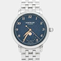 مملوكة مسبقًا ساعة يد رجالية مون بلان ستار ليجاسي مونفايز M129631 ميناء أزرق ستانلس ستيل 42 مم