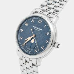 مملوكة مسبقًا ساعة يد رجالية مون بلان ستار ليجاسي مونفايز M129631 ميناء أزرق ستانلس ستيل 42 مم