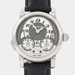 Pre Owned Montblanc Nicolas Rieussec Chronograph 102337 Automatic Silver Stainless Steel Men's Wristwatch 43mm