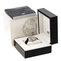 Pre Owned Montblanc Silver White Stainless Steel Nicolas Rieussec 7138 Men's Wristwatch 42 mm