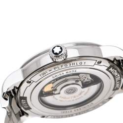 Pre Owned Montblanc Silver White Guilloche Stainless Steel Day-Date 4810 Men's Wristwatch 40 mm