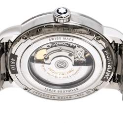 Pre Owned Montblanc Silver White Guilloche Stainless Steel Day-Date 4810 Men's Wristwatch 40 mm