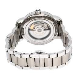 Pre Owned Montblanc Silver White Guilloche Stainless Steel Day-Date 4810 Men's Wristwatch 40 mm