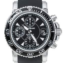 Pre Owned  Montblanc Black Stainless Steel Rubber Sport Chronograph 7034 Men's Wristwatch 41.50 mm