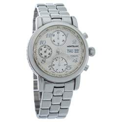 Montblanc Silver White Stainless Steel Meisterstuck 7016 Men's Wristwatch 37 mm