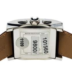Montblanc Silver Stainless Steel Leather Profile XL 101560 Men's Wristwatch 33 mm