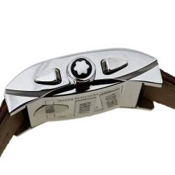 Montblanc Silver Stainless Steel Leather Profile XL 101560 Men's Wristwatch 33 mm