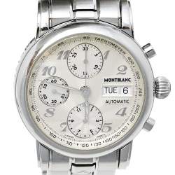 Pre Owned Montblanc Silver Stainless Steel Meisterstuck 7016 Men's Wristwatch 38 mm