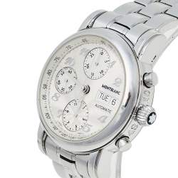 Pre Owned Montblanc Silver Stainless Steel Meisterstuck 7016 Men's Wristwatch 38 mm
